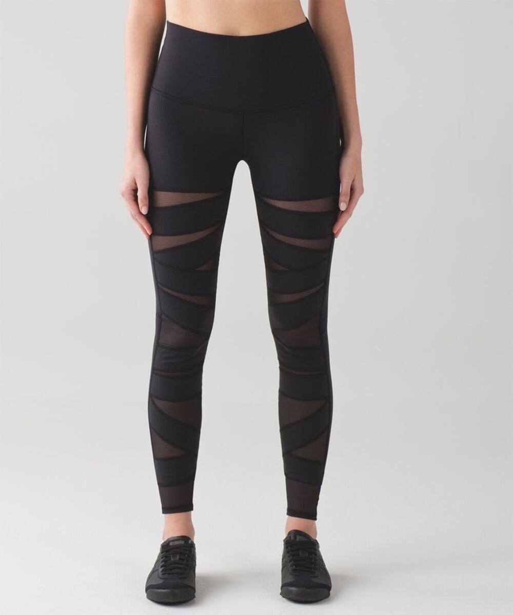 Lululemon Wunder Under High Rise Tech Mesh Yoga Activewear Leggings Black 6 NWT